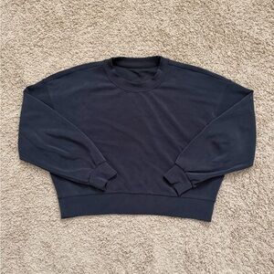Lululemon Perfectly Oversized Cropped Crew Pullover Sweatshirt Size 8 Black